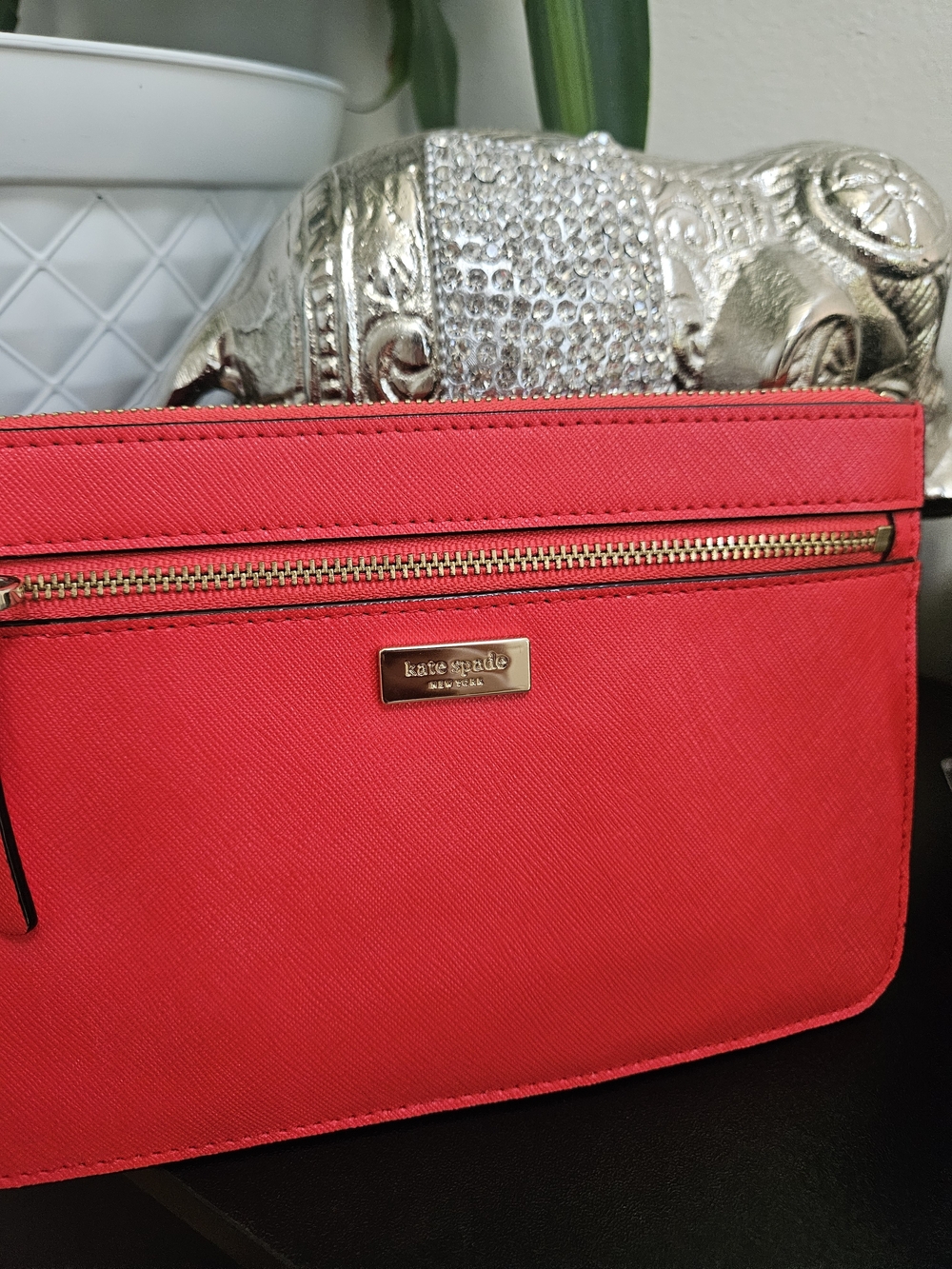 Kate Spade New York Red Saffiano Leather Wristlet Bag - Picture 2 of 5